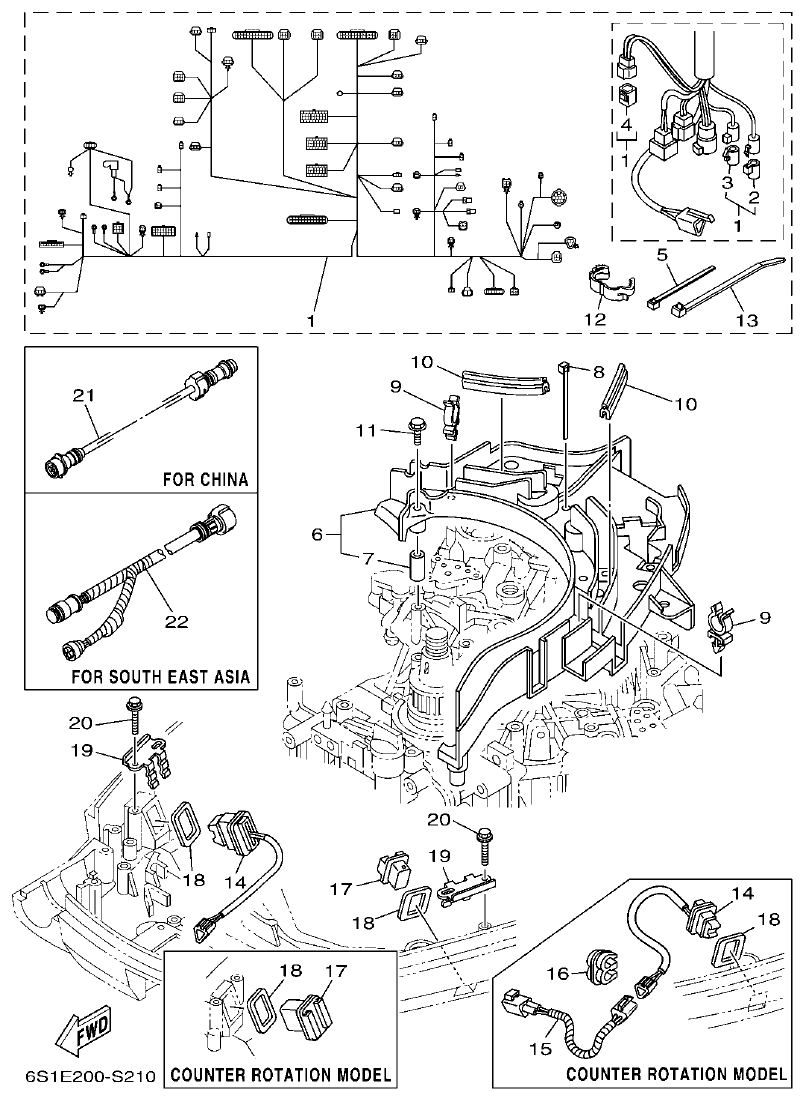 Yamaha F200BET, FL200BET ELECTRICAL 4 parts diagram